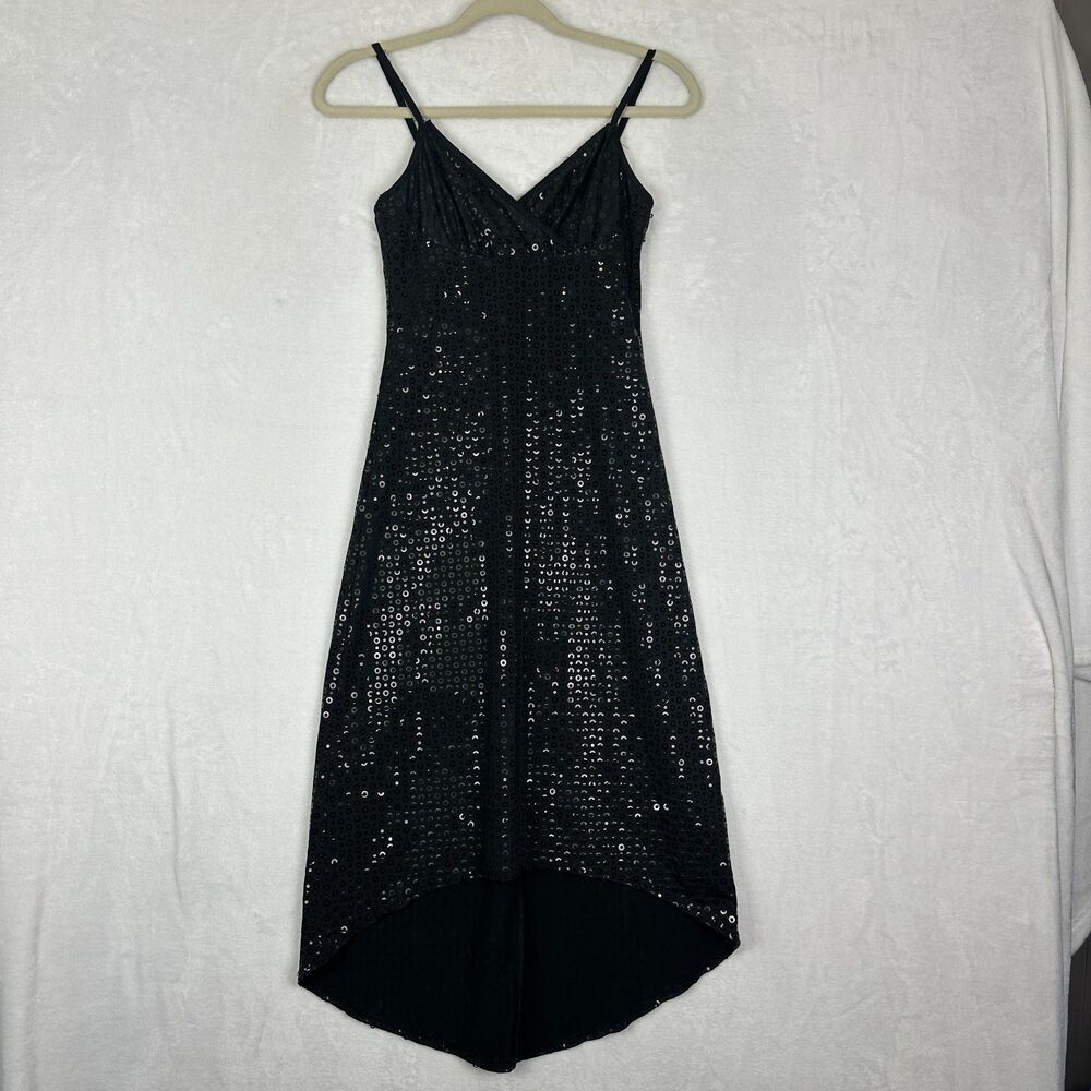 RAMPAGE VTG DRESS Womens Small Sequin Sparkle Midi High Low Whimsigoth Y2K USA